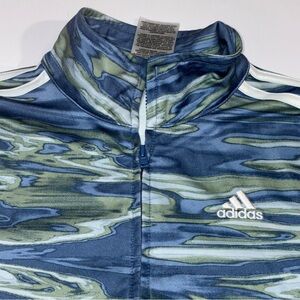 Adidas Boys Jacket Liquid Camo Tricot Training Size 7 Full Zip Stripes Pockets